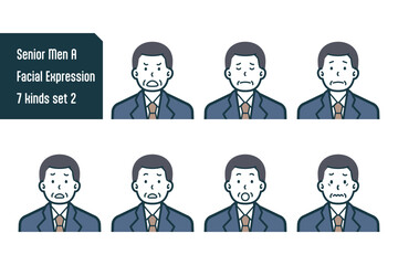 シニア男性のバストショット7点セットNo.2