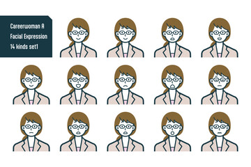 キャリアウーマンのバストショット14点セットNo.1