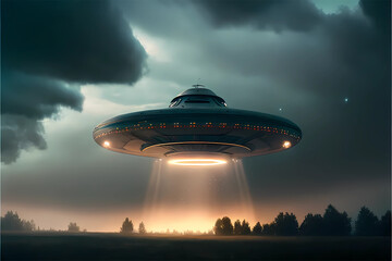 Fototapeta na wymiar UFO in the Sky. ia Generative