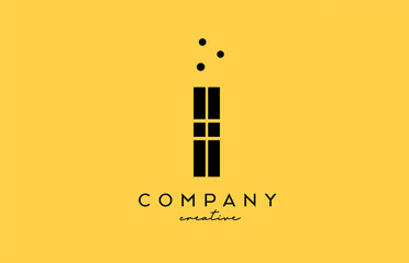 I yellow black alphabet letter logo with lines and dots. Corporate creative template design for company and business