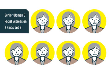 シニア女性のバストショット7点セットNo.7