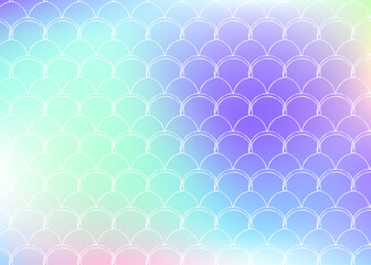 Holographic scale background with gradient mermaid.