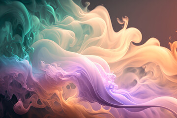 Colorful smoke waves fog backfound, Generative AI 