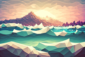 Beautiful abstract color low poly background wallpaper, Generative AI