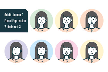 私服の女性のバストショット7点セットNo.3