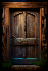 Beautiful Wooden Door. Generative AI.