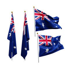 3d rendering australia flag waving fluttering and no fluttering perspective various view © arda