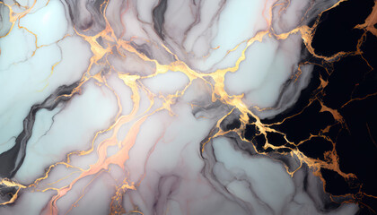 Abstract marble liquid texture with gold splashes, luxury background