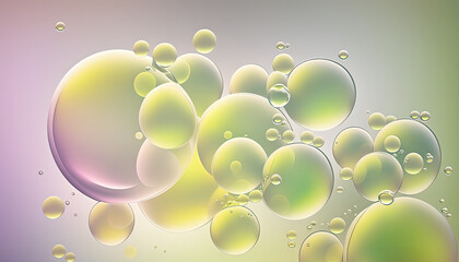 green and yellow bubbles background with copy space, generative ai illustration 