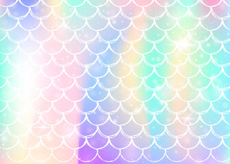 Kawaii mermaid background with princess rainbow scales pattern.