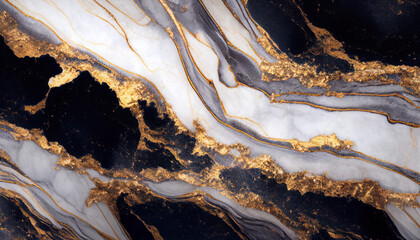 Abstract marble texture with gold splashes, luxury background