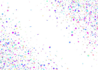 Carnival Confetti. Purple Disco Sparkles. Laser Realistic Serpentine. Rainbow Tinsel. Flying Foil. Retro Element. Neon Texture. Digital Art. Pink Carnival Confetti