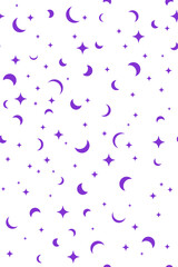 Moon phases, stars and sprinkles vector seamless pattern. Astronomy vector fashion print. Modern textile design. Astrology and magic simple fabric print. Contemporary surface design.