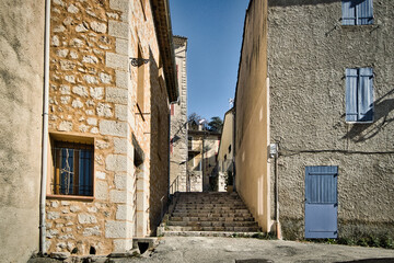 Aiguines village (Gorges du Verdon) in the Provence-Alpes-Côte d'Azur region, France