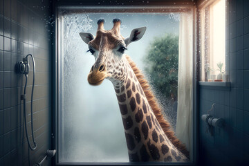giraffe in the bathroom, ai