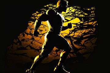 Obraz na płótnie Canvas fitness with golden silhouette, ai