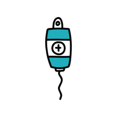 IV bag doodle icon, vector color line illustration