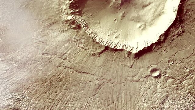 Bacolor Crater on Planet Mars, a Magnificent Meteorite Impact Crater about 20 kilometers (12 miles) Wide. Elements of this Video furnished by NASA.