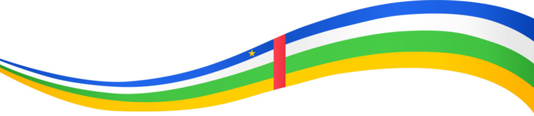 Central African Republic flag wave isolated on png or transparent background