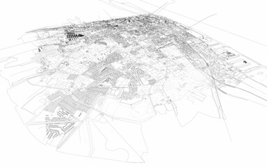 Fototapeta na wymiar 3D illustration of mass building in Liverpool