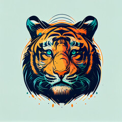 Tiger head with sketch style vector illustration