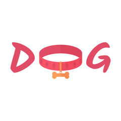 Fototapeta premium Dog collar with text. Cartoon style. Symbol for use on web, logo, print, as sticker. Vector illustration.