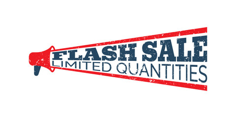 megaphone Flash Sale Stamp, red vector grunge texture