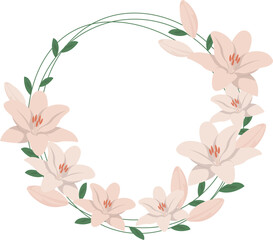 frame with white lilies to celebrate woman's day, happy birthday, mother's day, template flowers, present