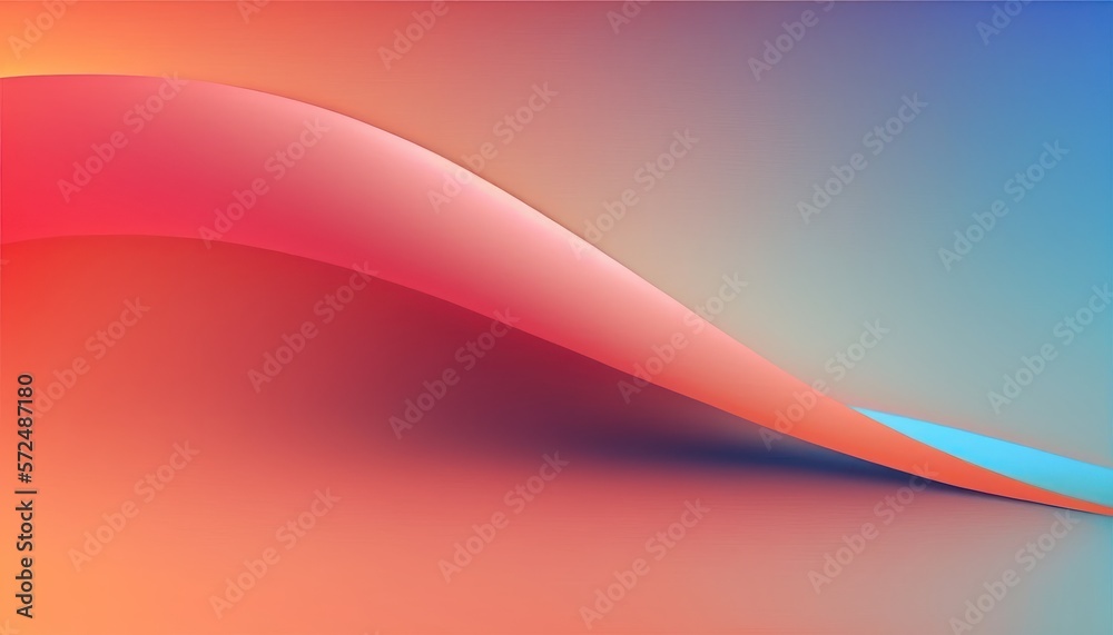 Poster Abstract 3D Wave Background - Red Orange - Iridescent Holographic Neon Curved Motion Colorful 3d render. Gradient design element for backgrounds, banners, wallpapers, posters - AI Illustration