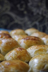 bolen pisang or banana cake is baked pastry with banana and chocolate filling.