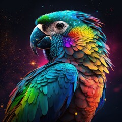 Obraz premium Generative AI - SpaceAnimals 029: A digital painting of a vivid color space animal