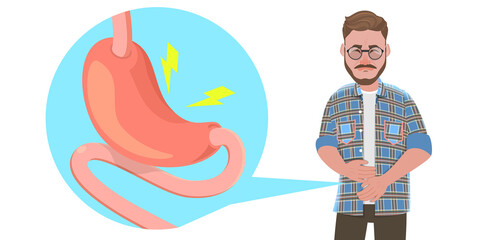 3D  Conceptual Illustration of Indigestion and Stomach Pain
