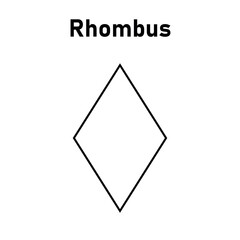 Rhombus shape for kids. 2d shape symbol of rhombus. Vector illustration isolated on white background.