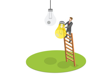 3D Isometric Flat  Conceptual Illustration of Business Transition