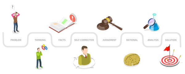 3D Isometric Flat  Conceptual Illustration of Critical Thinking
