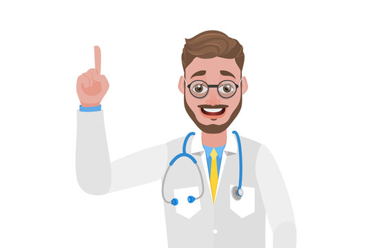 Flat  Conceptual Illustration of Happy Smiling Male Doctor