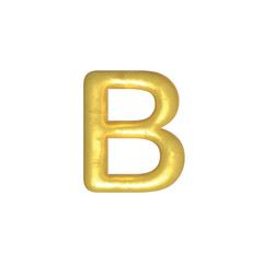 Obraz premium b alphabet letters gold isolated. Gold yellow metallic letter. Alphabetical font. Foil symbol. Bright metallic 3D, realistic vector illustration
