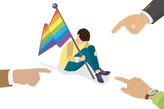 3D Isometric Flat  Conceptual Illustration of Homophobia