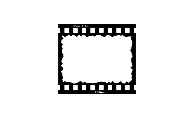 35mm film strip retro vintage vector design with 1 frame on white background. Retro film reel symbol illustration to use in photography, television, cinema, photo frame. 