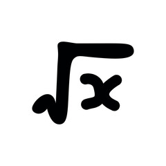 Square root or radical symbol in mathematics. scientific vector illustration isolated on white background.