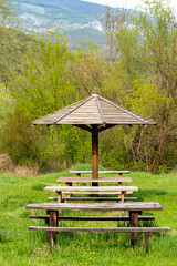 Beautiful gazebo on the hill for mountaineers to rest and relax.