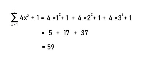 Sigma symbol. summation of integers numbers in mathematics.