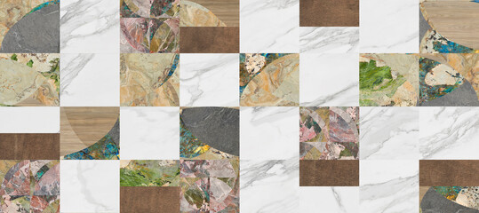Patchwork natural stones pattern with paisley and modern style. Pattern for textile and home decoration