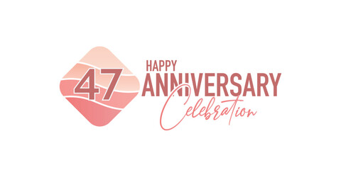 Vector 47 years anniversary logo vector illustration design celebration with pink geometric design