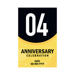 04 years anniversary invitation card design, modern design elements, white background vector design