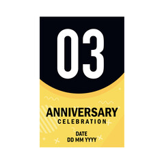 03 years anniversary invitation card design, modern design elements, white background vector design
