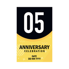 05 years anniversary invitation card design, modern design elements, white background vector design