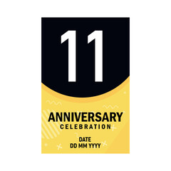 11 years anniversary invitation card design, modern design elements, white background vector design