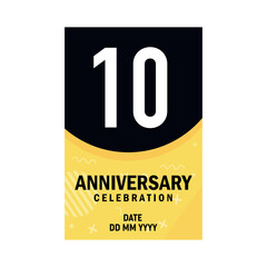 10 years anniversary invitation card design, modern design elements, white background vector design