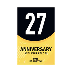 27 years anniversary invitation card design, modern design elements, white background vector design